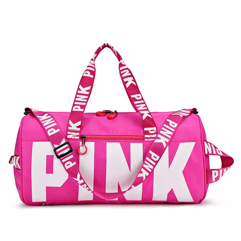 2022 Customized Logo Pink Sport Gym Overnight Crossbody Bags Spend The Night Duffle Bag women Beauty Travel Trolly bag