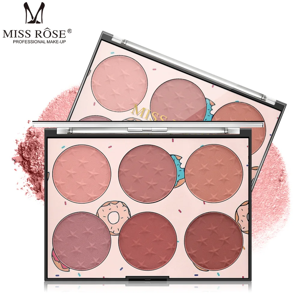 OEM ODM MISS ROSE Румяна шести цветов натуральные Прочные прозрачные для окон красные щеки фирменная торговая марка