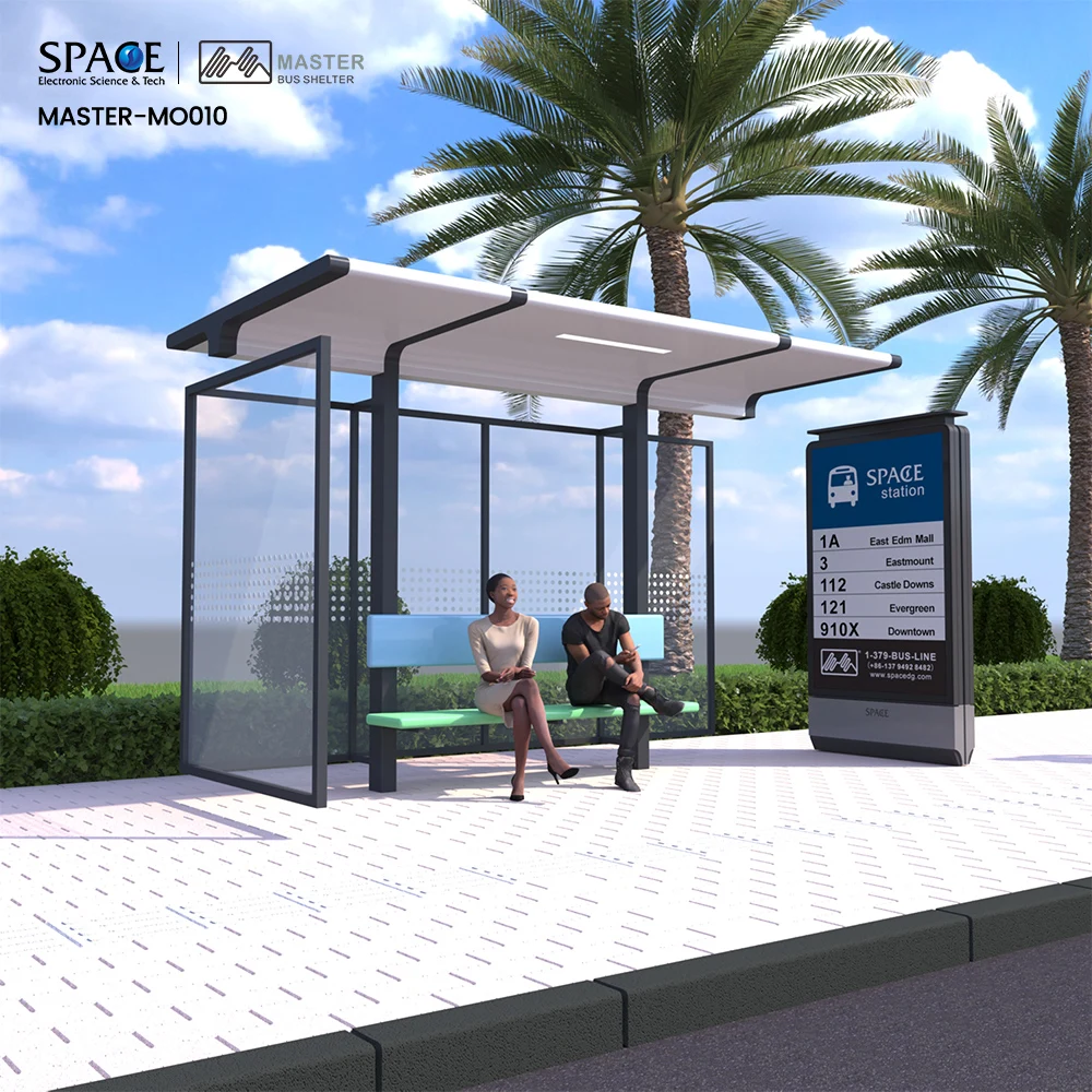 ODM / OEM Outdoor Road Sided Smart Bus Shelter Stop Station