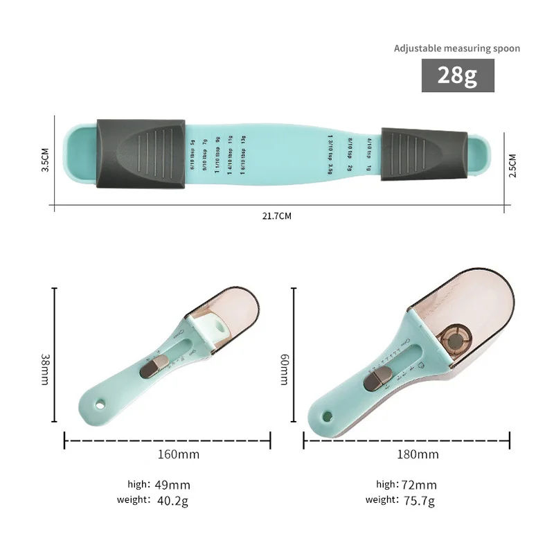 2pcs Cooking Measuring Tools Magnetic Snaps Scale Spoons and Cups 5ml to 30ml Adjustable Precise Measuring Scoop