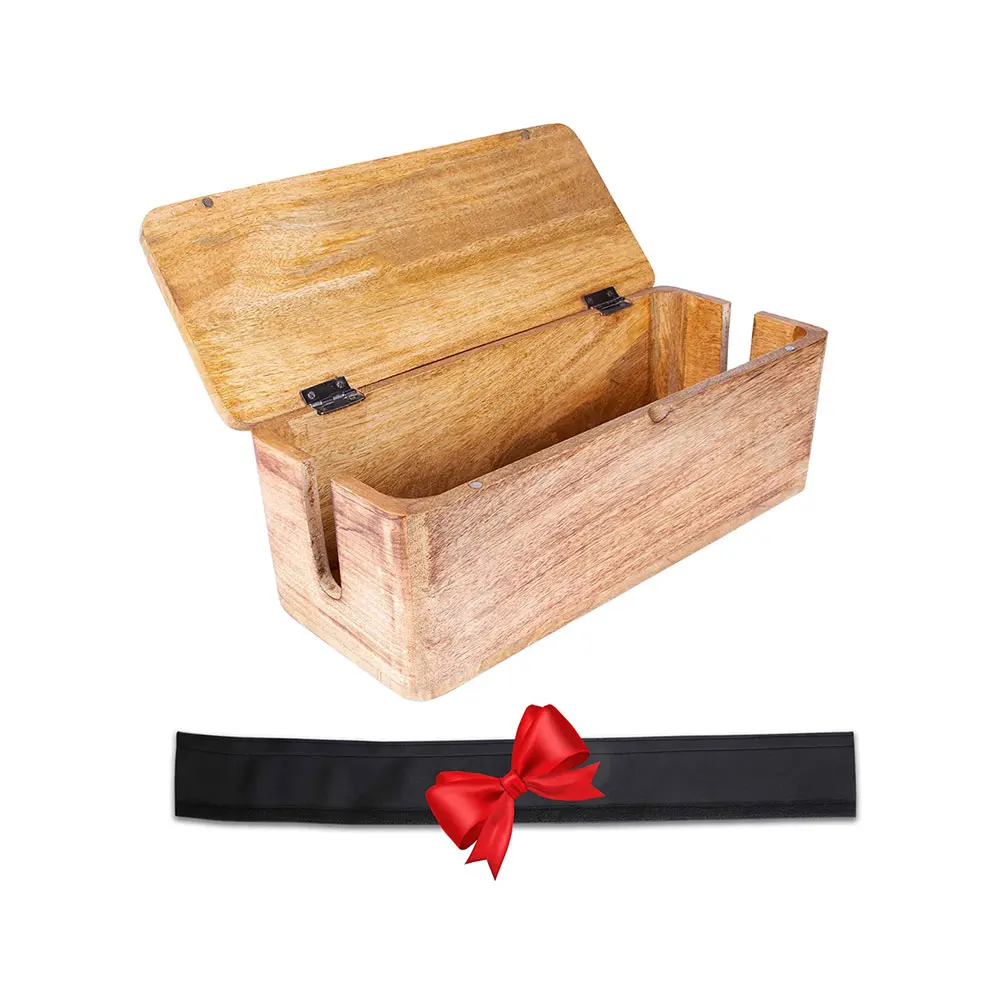 Wooden Cable Management Box Cord Organizer Cable Organizer for Desk Home Office  Hides Wires Surge Protectors