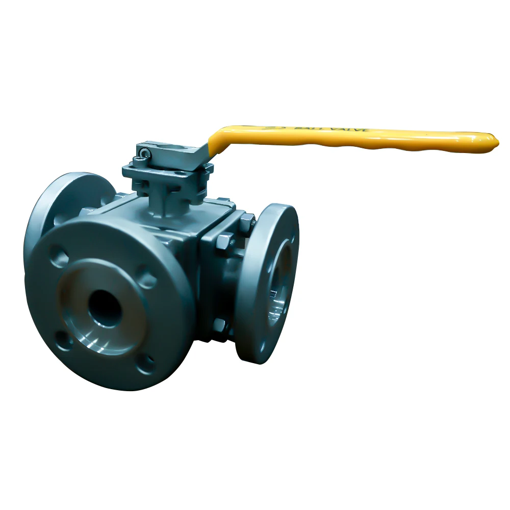 JTAIV flange stainless steel 3 way motorized ball valve handle control 3 way falnge ball valve