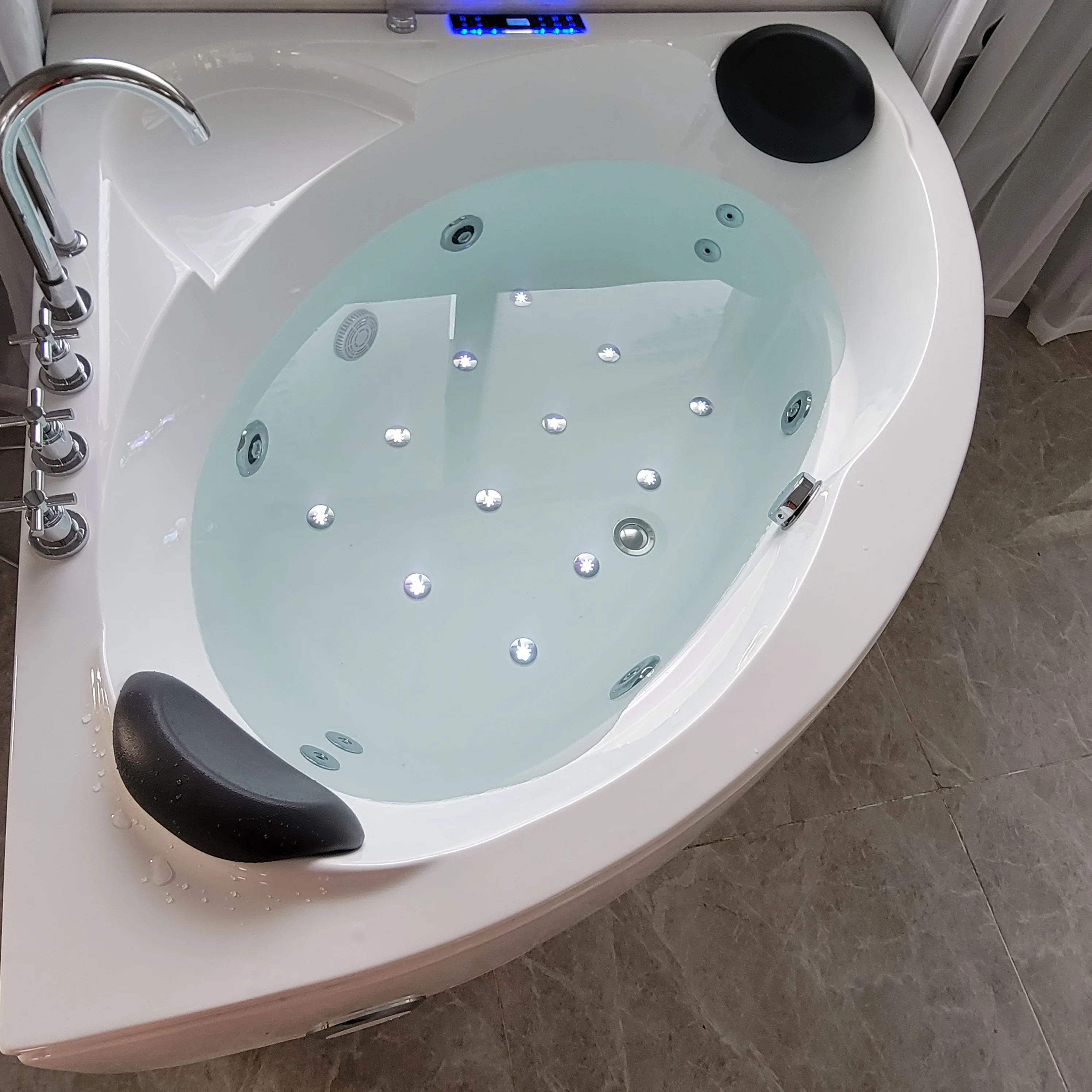 LED jets massage 2 person large space whirlpool  corner massage bathtub