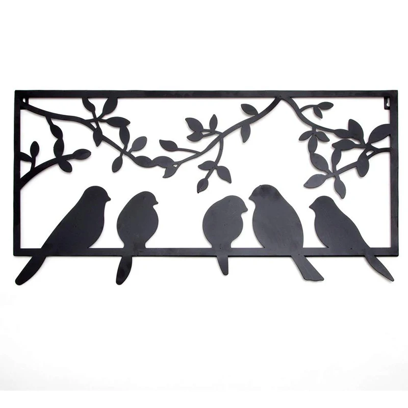 
Bird Silhouette Wall Art - Metal Perched Birds Home Decor 