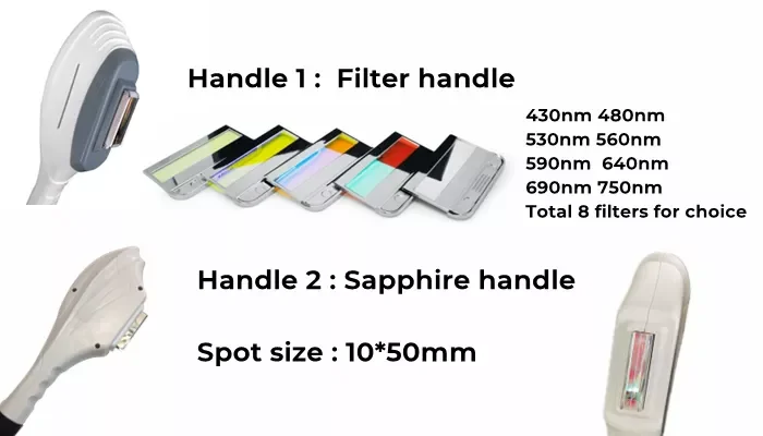 New style sapphire ipl skin rejuvenation / opt ipl hair removal treatment filters handle IPL pulse anti-wrinkle