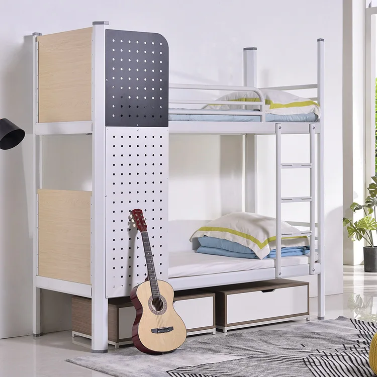 Metal Bunk Bed with Storage Twin Single Bed Ideal for Dorms Schools & Hotels