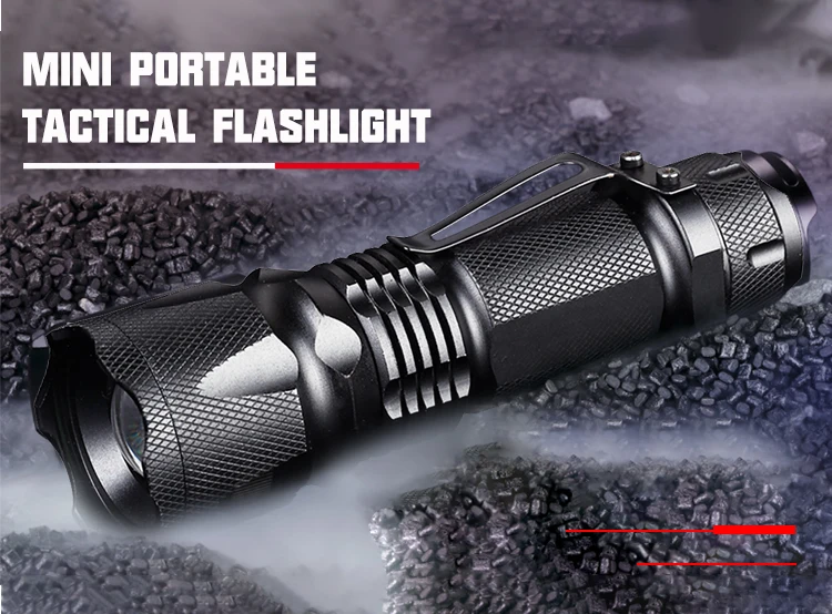 Portable Self Defense Led Flash Torch Light Mini Flashlight,Super Bright Aluminum Dry Battery Mini Tactical Zoom Led+Flashlights