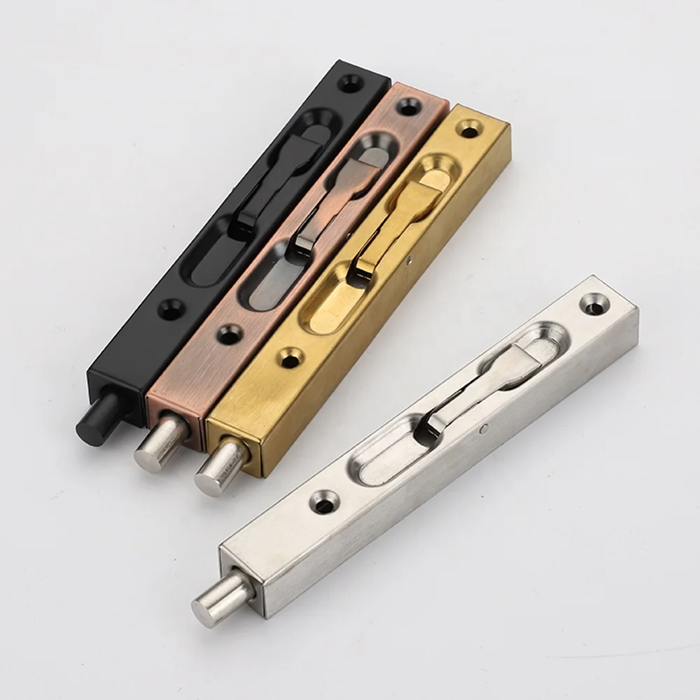 Factory Price Stainless Steel 201 Door Hardware 8 inch Hidden Metal Door Heavy Duty  Flush Door Lock Bolt
