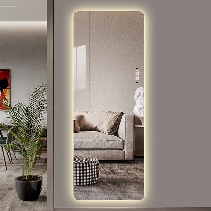 Yishare New Design Barber Shop Mirror Home Decor Touch Sensor Switch Wall Hanging Lighted Smart Led Dressing Mirror with Light