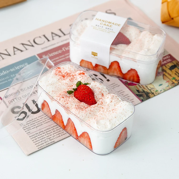 Wholesale Mousse Cake Box Disposable Tiramisu Ice Cream Dessert Plastic Cake Box Transparent