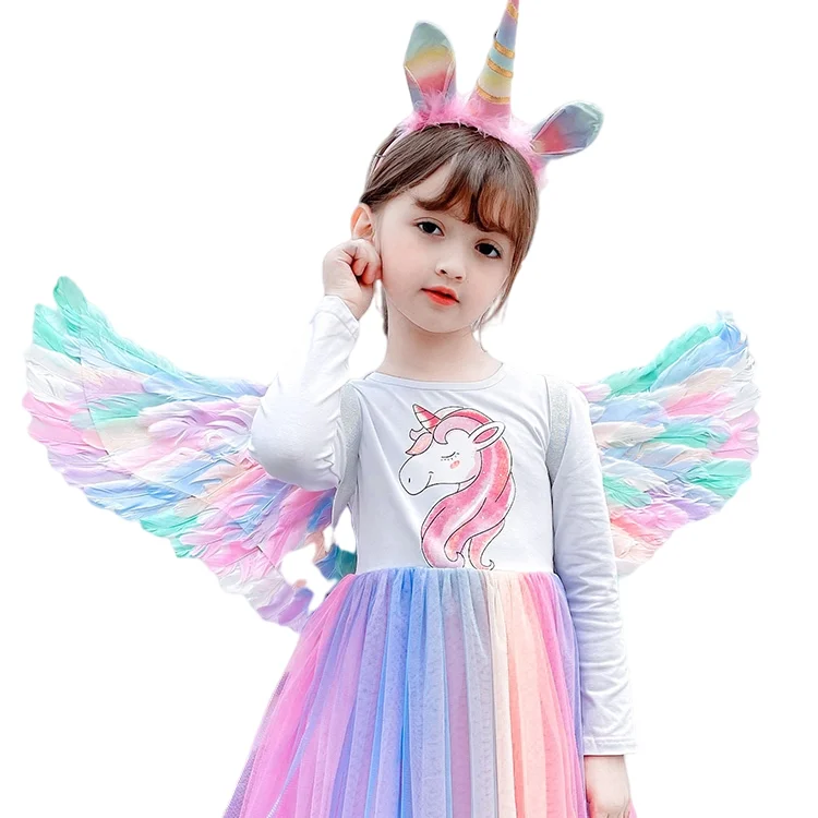 Halloween Cosplay Costume Colorful Feather Angel Wings