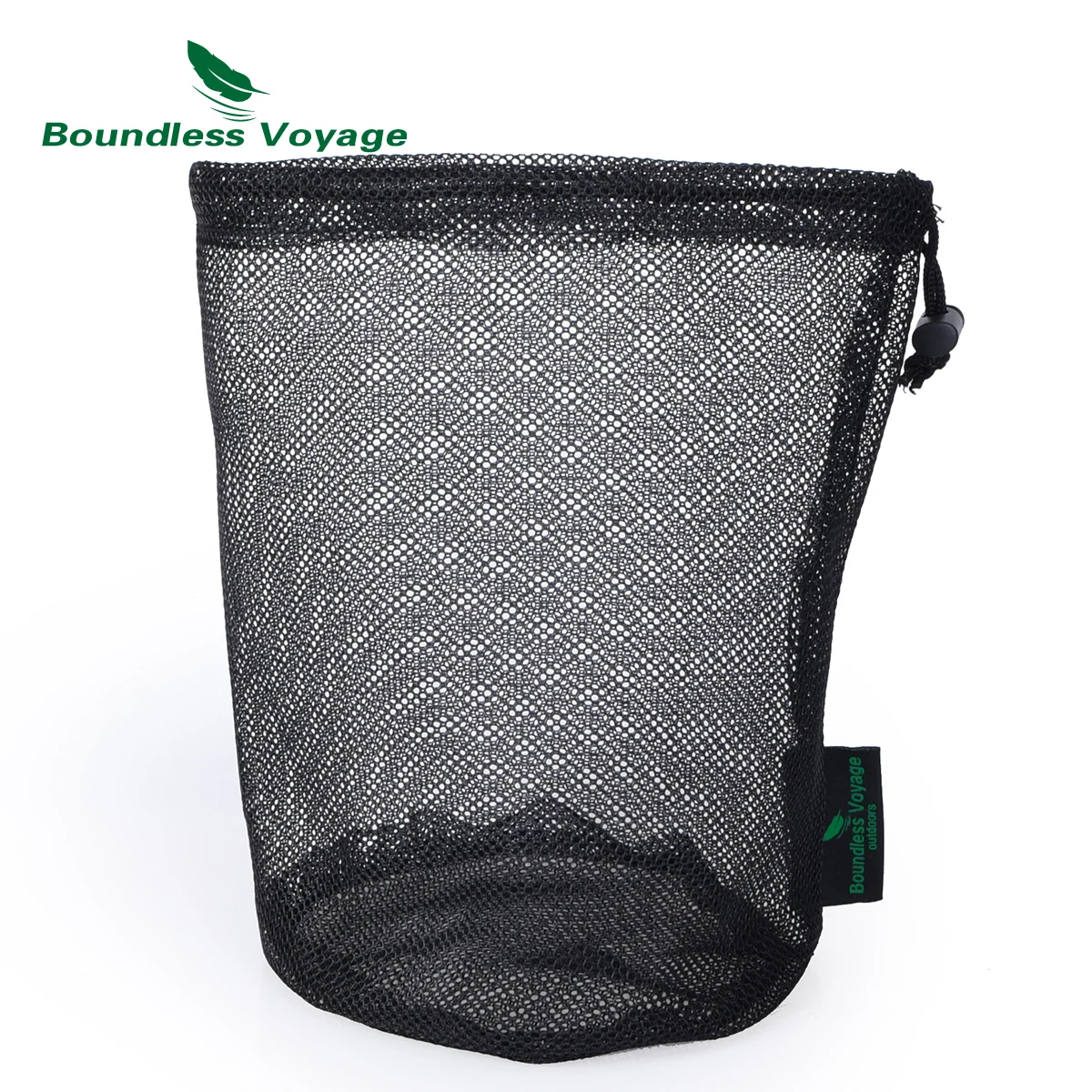 Boundless Voyage Custom Size Large Black Round Bottom  Nylon Drawstring Carry Polyester Net Mesh Bag