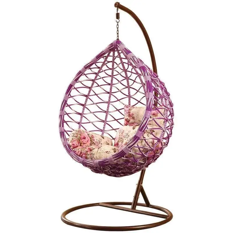 Hanging Basket Chair New Design Hot sale Thick PVC Rattan hanging Basket Chair with Iron Stand