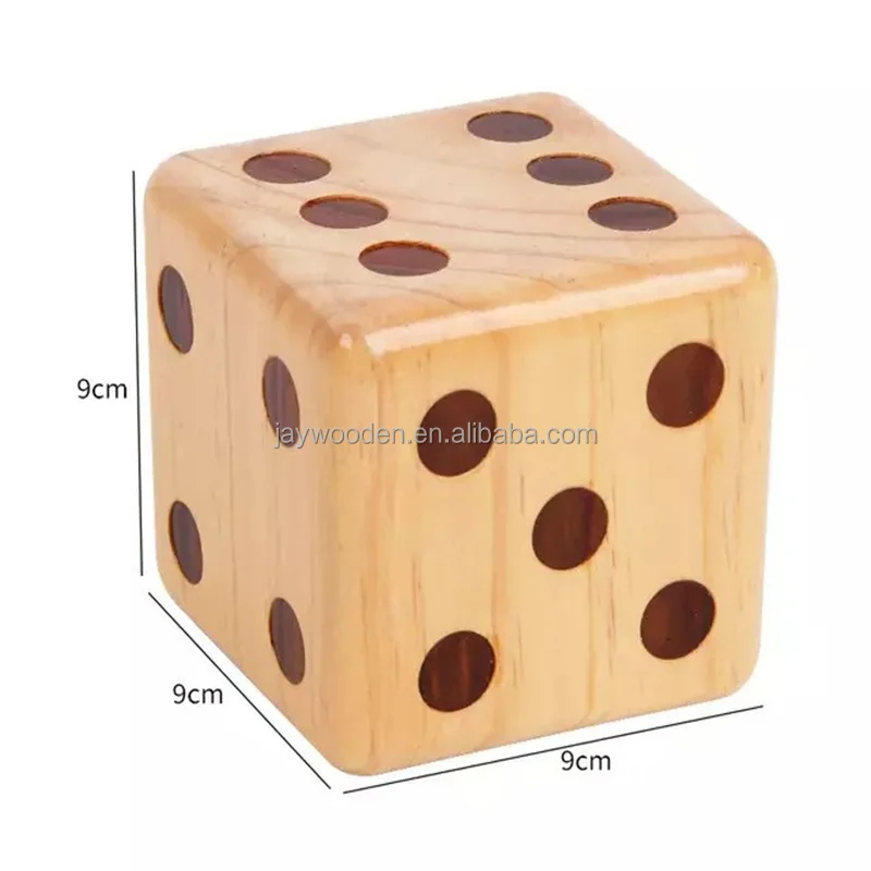 Garden Outdoor Play game large size 9cm 7 cm customized logo dice Popular yard game custom dice set Party wooden toy dice