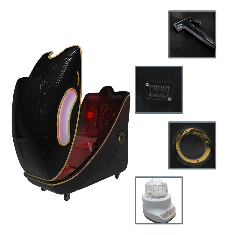 Guangyang sitting steam heating ozone sauna capsule saun infrared led light spa capsules with bluetooth music