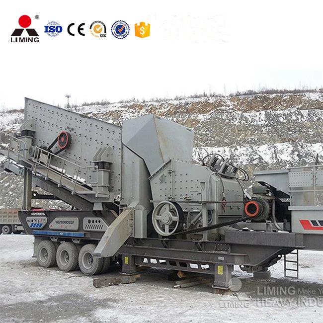 Portable quarry stone crushing plants mobile impact crusher with feeder and belt conveyor