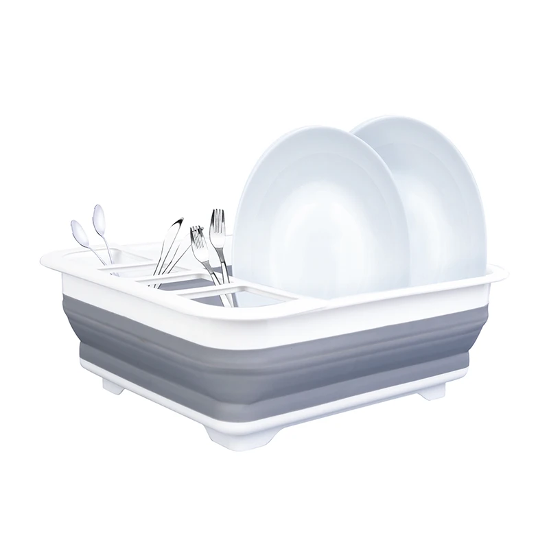 Foldable Multi-function Kitchen Washing Draining Sink Storage Basket organizer folding collapsible Plastic Dish tub Rack