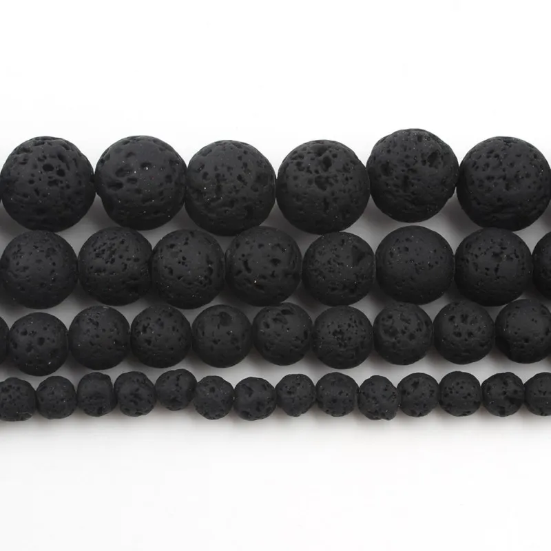 Wholesale Black Rubber Lava Stone Beads 4/6/8/10MM Volcanic Rock Round Loose Beads for Jewelry Making