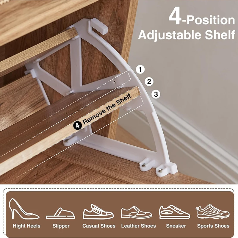 White Rattan Shoe Cabinet Rack MDF Wood Home Living Room Furniture with MDF Style for Kitchen Use