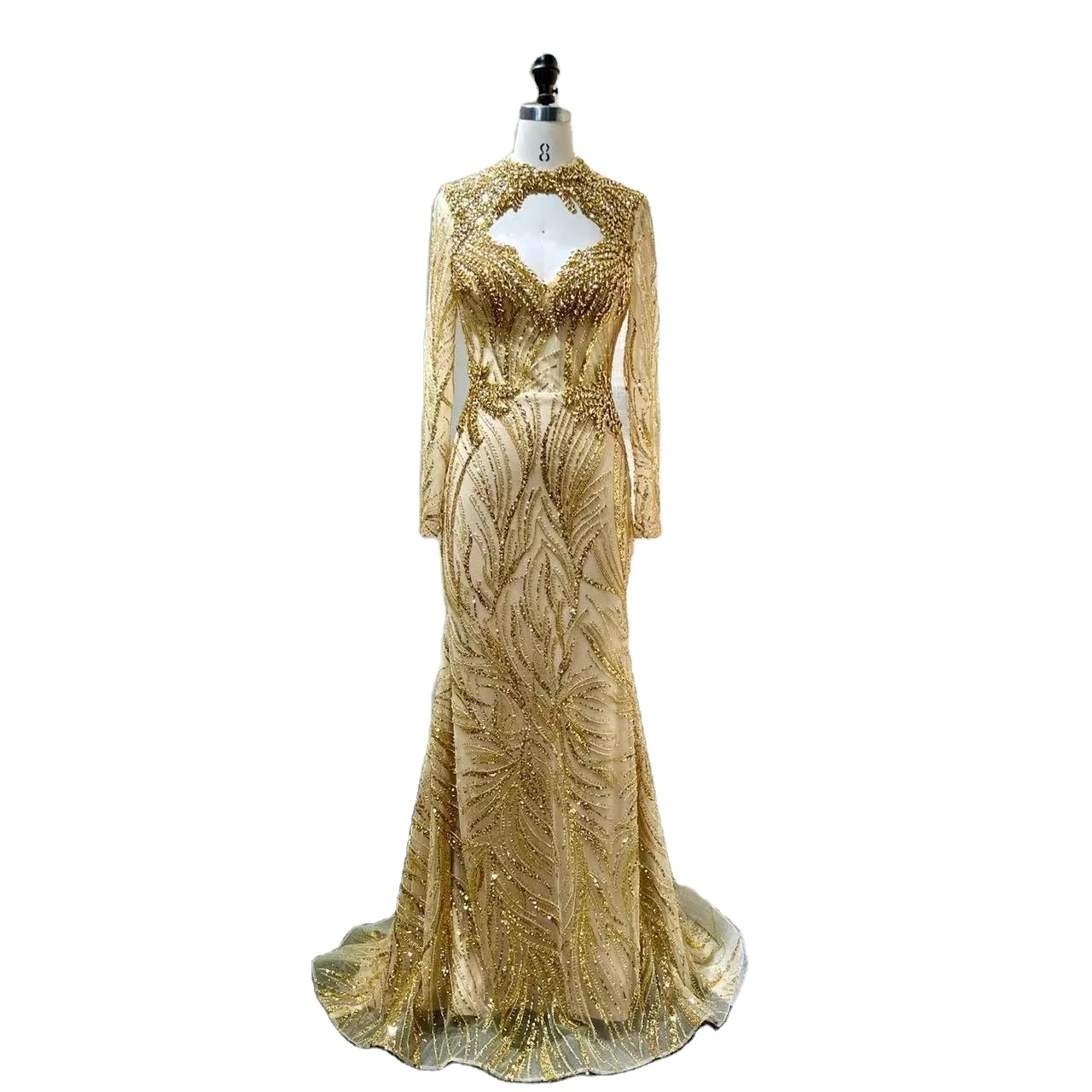NEW Long Sleeve 2024 Beaded Rhinestone Full Sequin Women Party Elegant Mermaid Luxury Sequin Women Party Elegant Evening Dresses