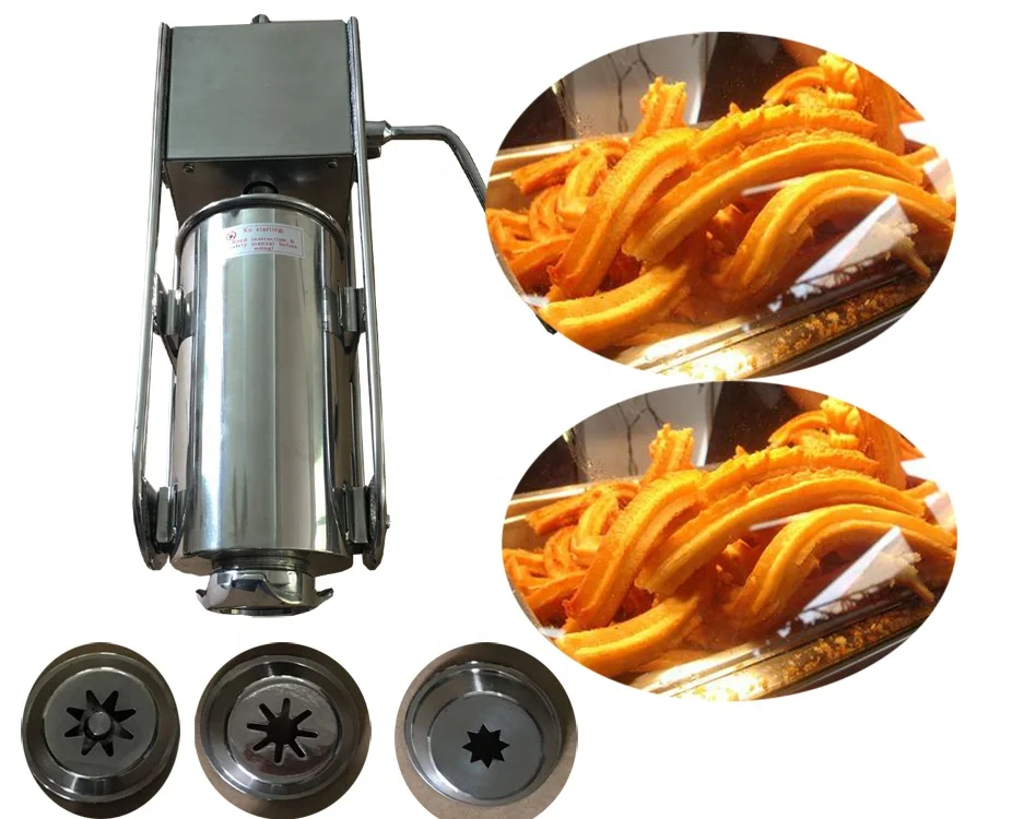 
Stainless steel 3L Horizontal Manual churros machine with 3 moulds deep fried dough sticks/Sausage stuffer 