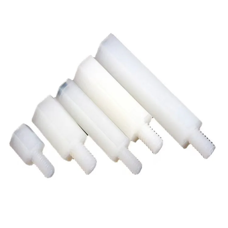 White M3 hexagonal external thread stud nylon single head spacer plastic hex standoff