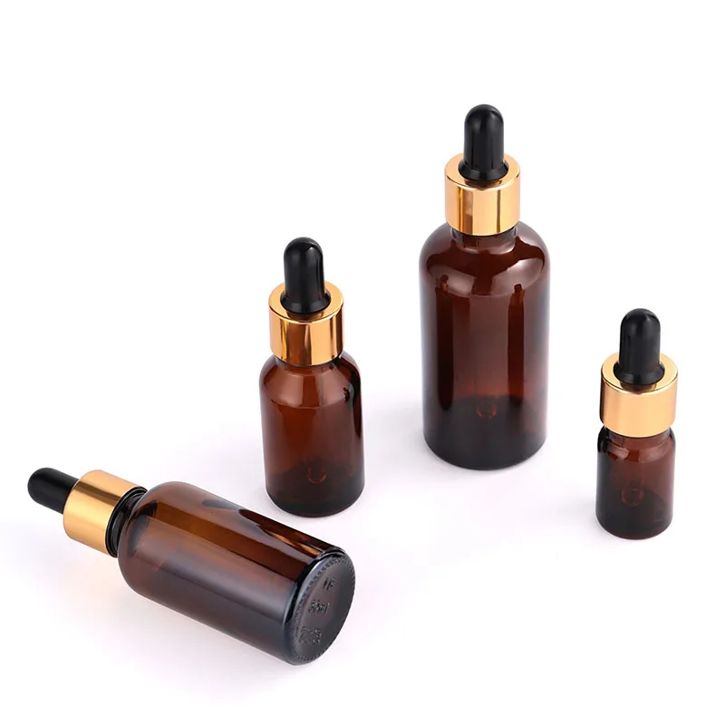 Amber 5ml 10ml 15ml 20ml  30ml 50ml 100ml Essential Oil Dropper Bottle With Screw Dropper Cap Glass Dropper Bottles wholesale