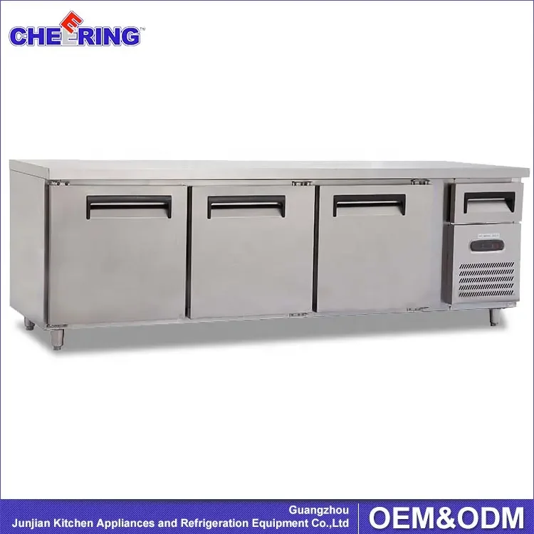3 Door Commercial Refrigerator Bench Fridge Worktable Bench Freezer Refrigerator Cooler Kitchen Fridge Under Counter Chiller