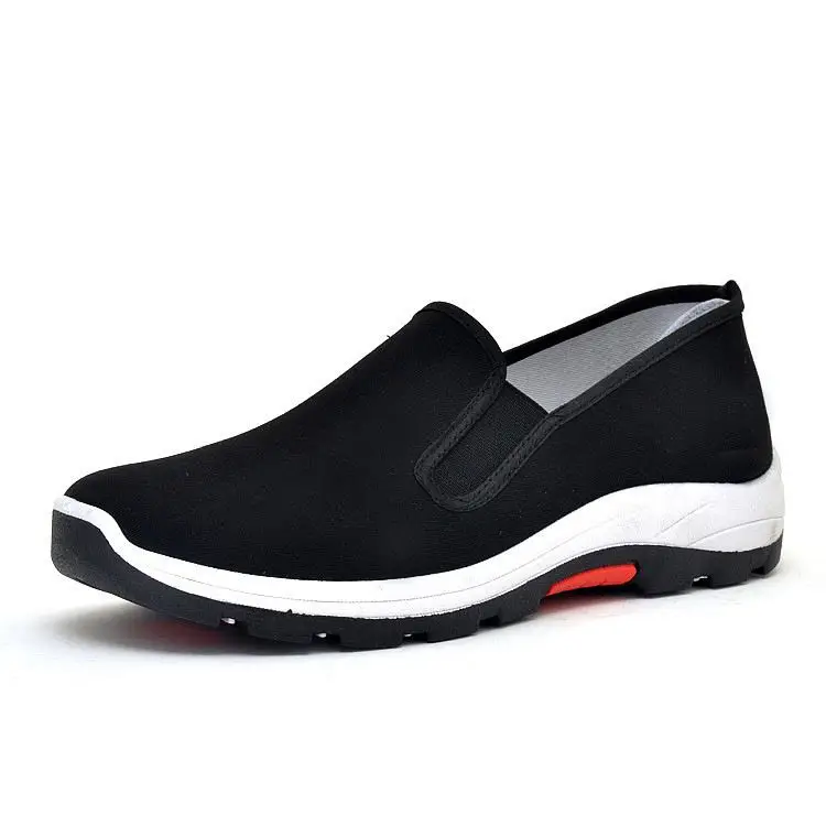 Plain men kung fu shoes black Cloth canvas mens shoes without lace