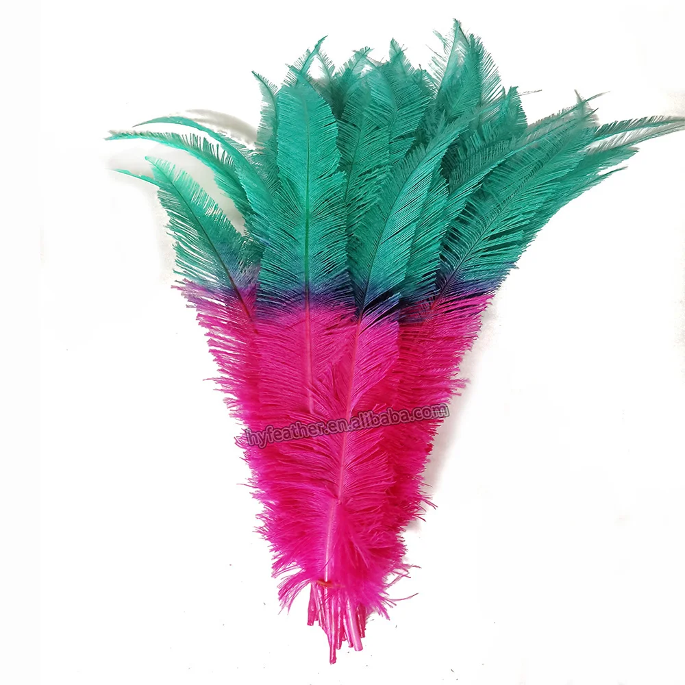Green Hot Pink Two Tone Nandu Ostrich Feathers for Party Home Wedding Decor DIY Craft Floral Hat Millinery Headwear Accessory