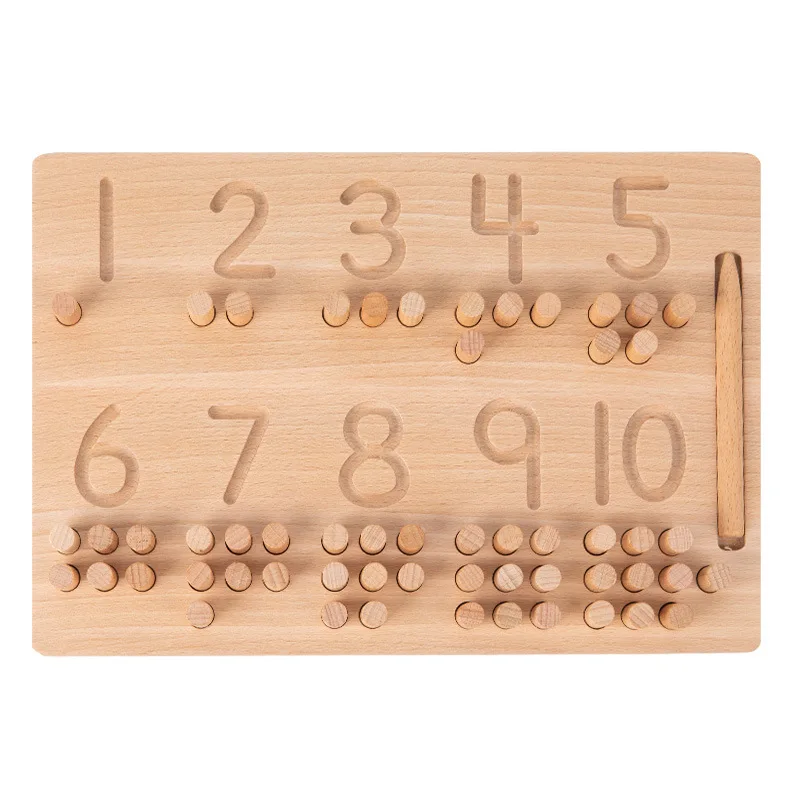 Wooden Early Education Montessori Sensory Stick Game Kindergarten Mathematics Number Matching Blind Writing Board Teaching Aids