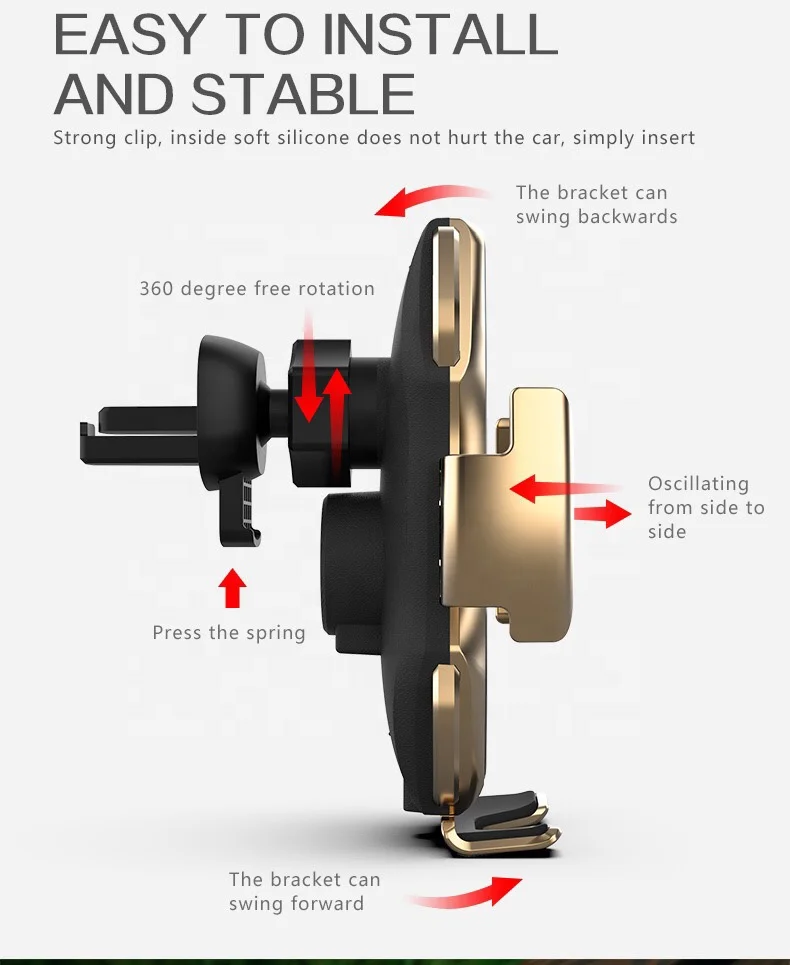 Умный датчик A5, портативное зарядное устройство, автомобильное беспроводное зарядное устройство 10 Вт, беспроводное автомобильное зарядное устройство для телефона, держатель