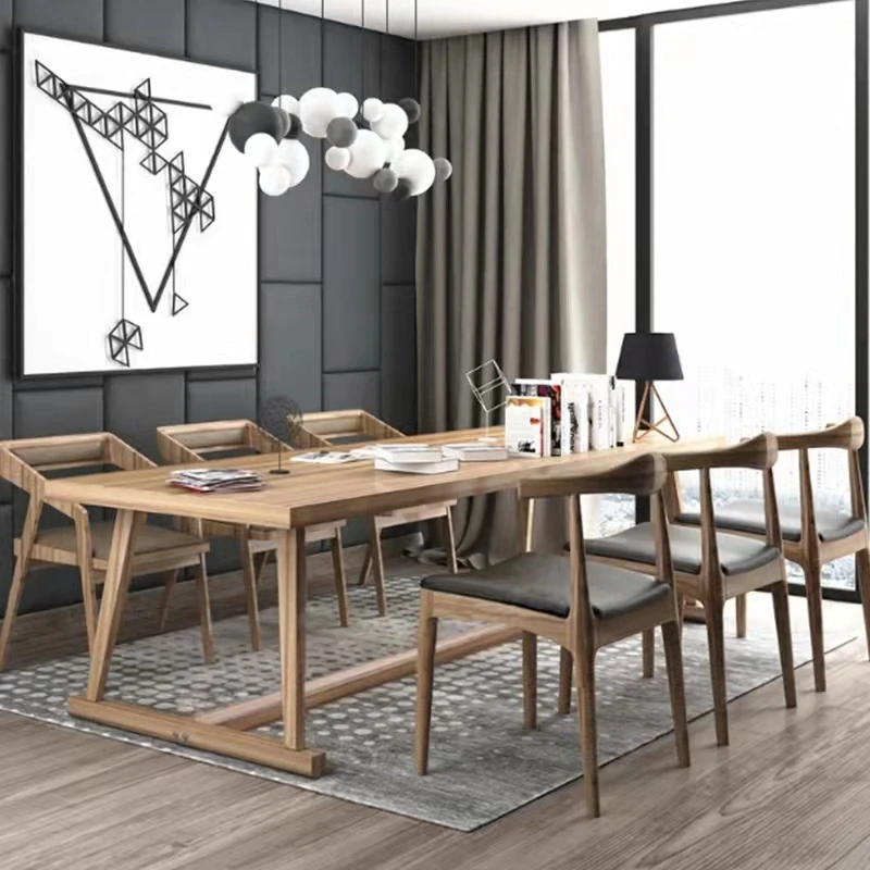 LANRAN Solid Wood Luxury Dining Table and Chairs Set 4 Home Office Furniture