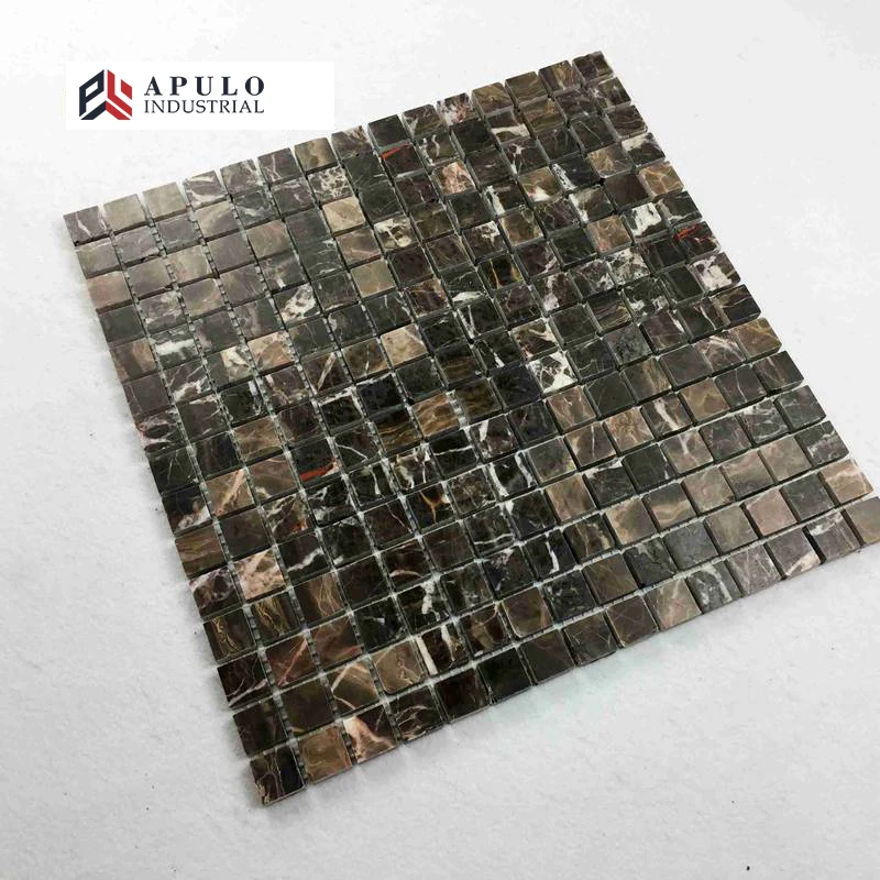 Factory direct cheap price dark emperador brown marble mosaic tile chocolate marble mosaic