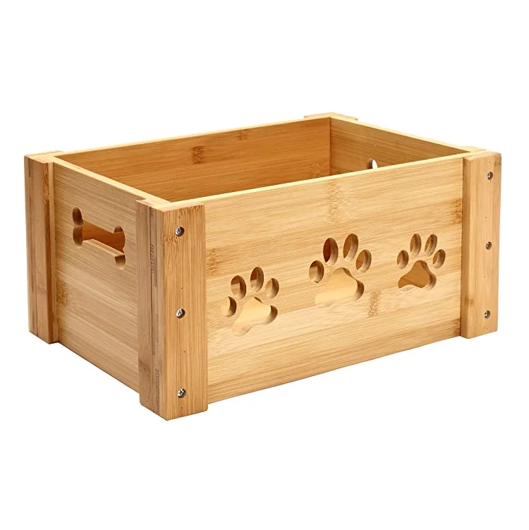 contracted design wooden dog toy box multi purpose  high quality finish wooden dog toy box pet food box