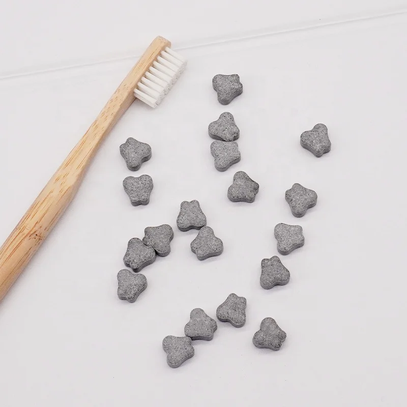 Vegan private label Mint Bamboo Charcoal Woman toothpaste tablets natural stain removal whitening mouthwash tablets 62 pcs