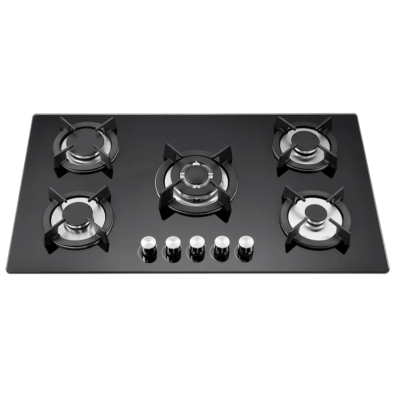 5 Burner With Tempered Glass Gas Cooker Electric Gas Stove