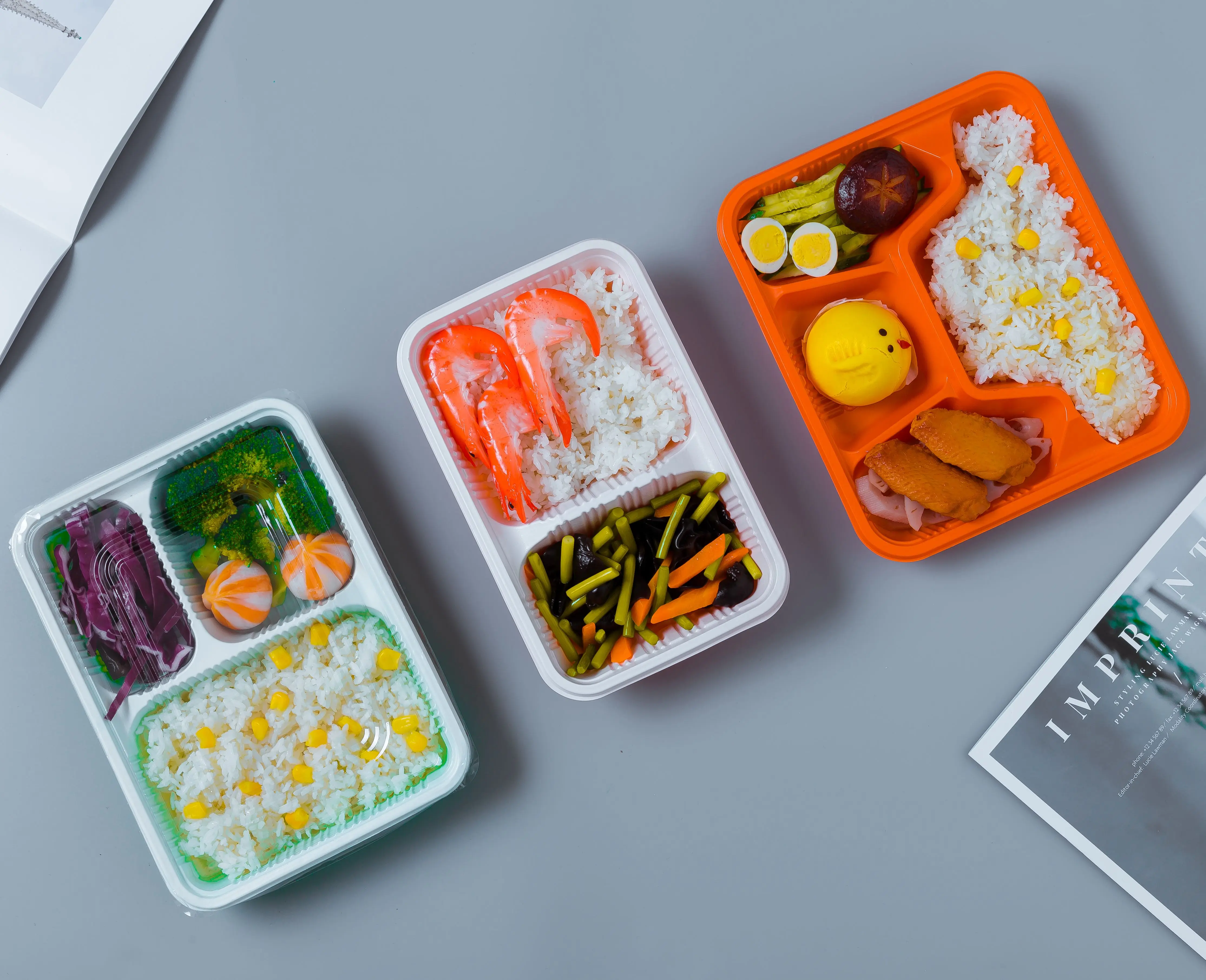 China Supplier Takeaway Food Container Pp Plastic 4 Compartments Bento Box Disposable Lunch Box With Clear Lids