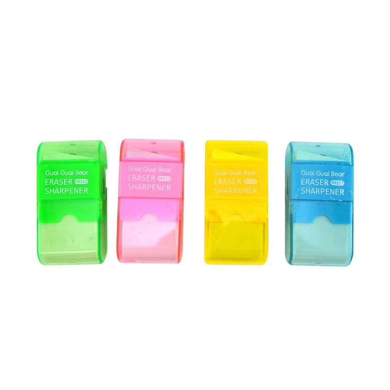Multi function pencil sharpener and eraser Customized logo stationary for promotion Kids stationery