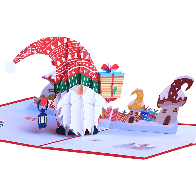 Santa  Faceless Doll Pop Up Card pop up 3d greeting cards 3d Christmas holiday 3d greeting card laser cut luxury custom design