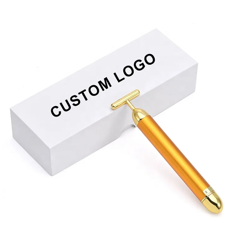 Wholesale Wrinkles Removal V Line 3d Roller Facial Massage Vibrator T Shape 24k Golden Energy Beauty Bar