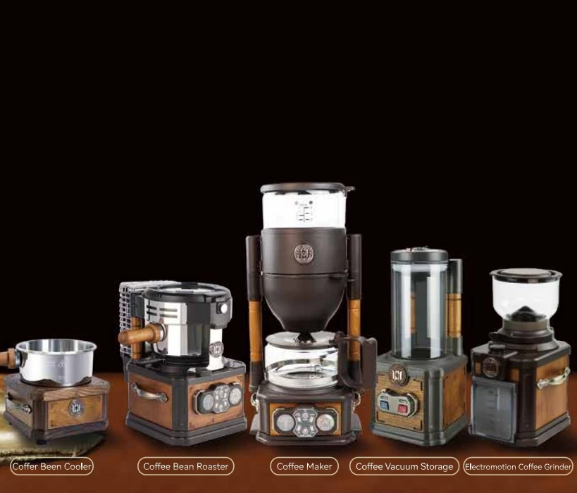 Wingkwong 2024 Factory Direct Sale Retro Electric Coffee Grinder Coffee Mill Coffee Bean Grinding Machine With Raw Wood For Home