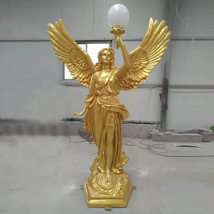 Смола крыла женские статуи Ангела фигурка Статуэтка из стекловолокна скульптура ангела со светодиодной лампы