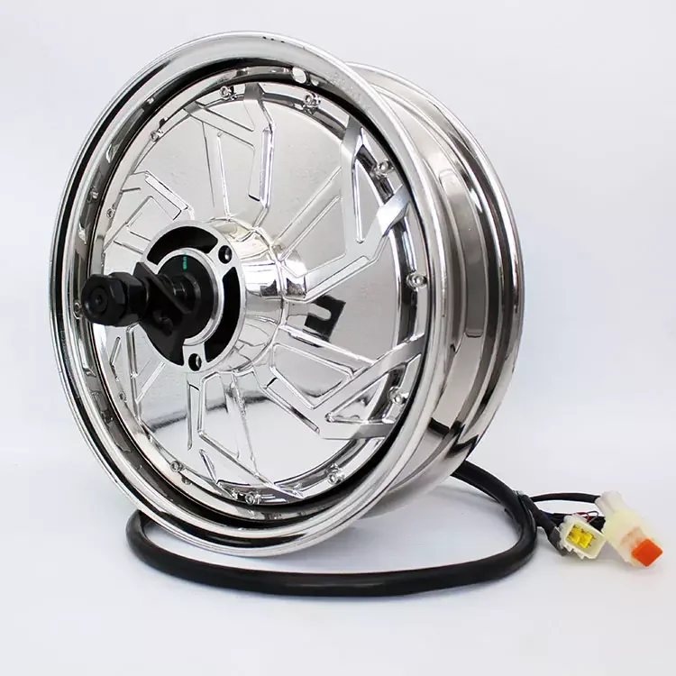 Brushless DC motor Qsmotor 12 inch 2000W electric motorcycle scooter  reinforced double Hall silver plated