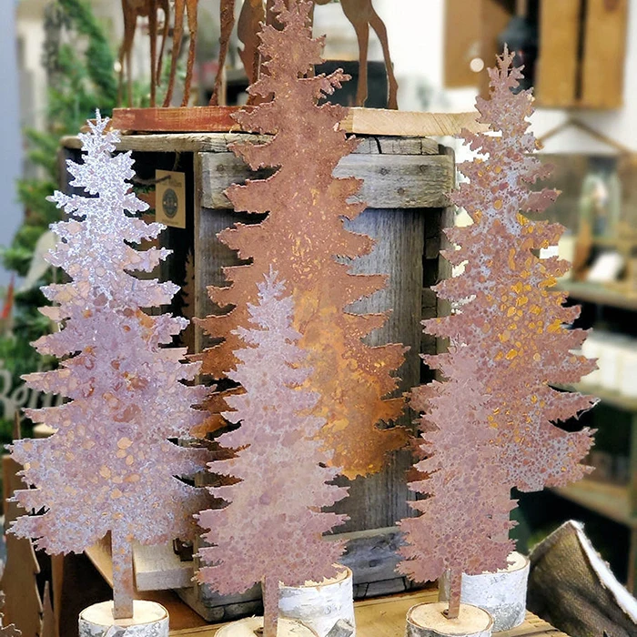 Outdoor Backyard Metal Decoration Lawn Statues Sculptures Garden Christmas Tree Ornaments Corten Steel Art Decor