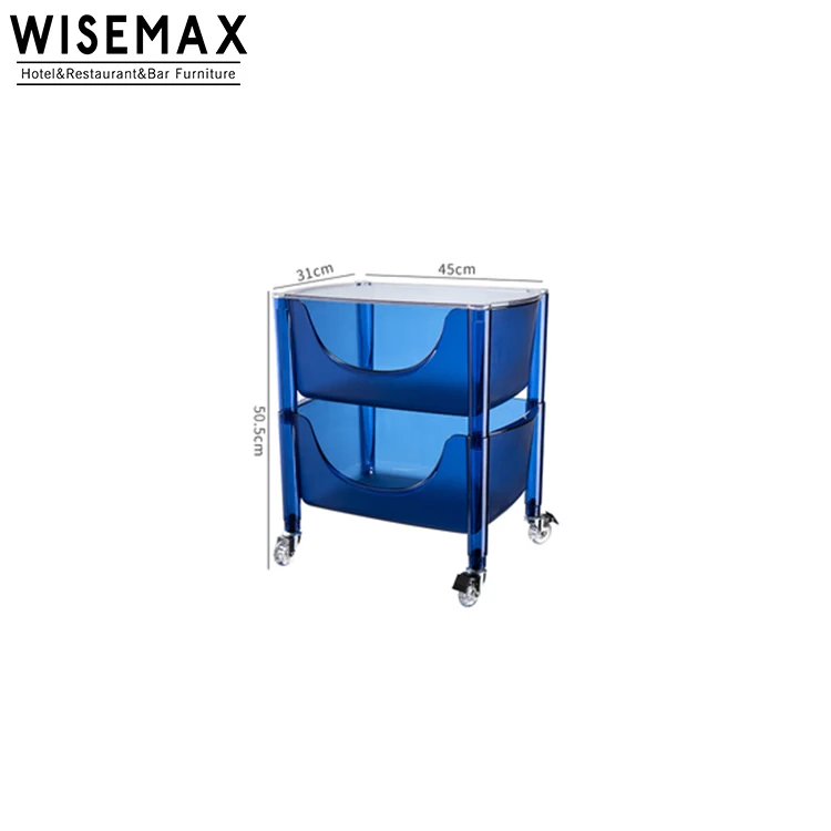 WISEMAX FURNITURE Modern Nordic Design Transparent Color Plastic Living Room Side Cabinet Kitchen Trolley Storage Shelf Cart