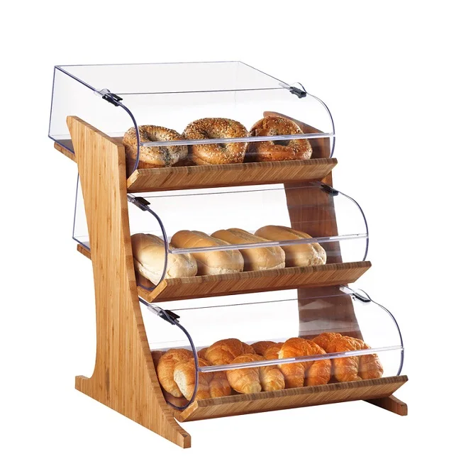 New Design Five Layers Supermarket Wooden Shelf Bread Display Rack