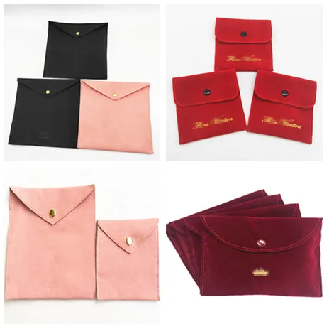 Suede microfiber printed custom small bracelet earring velvet pouch linen cotton canvas packaging  jewelry pouch with logo