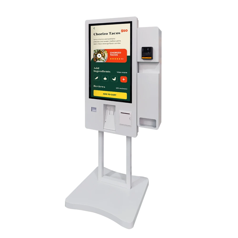 Interactive Self Service Payment Kiosk Touch Screen Kiosk Self Ordering Machine  with Banknote/Coin Acceptor