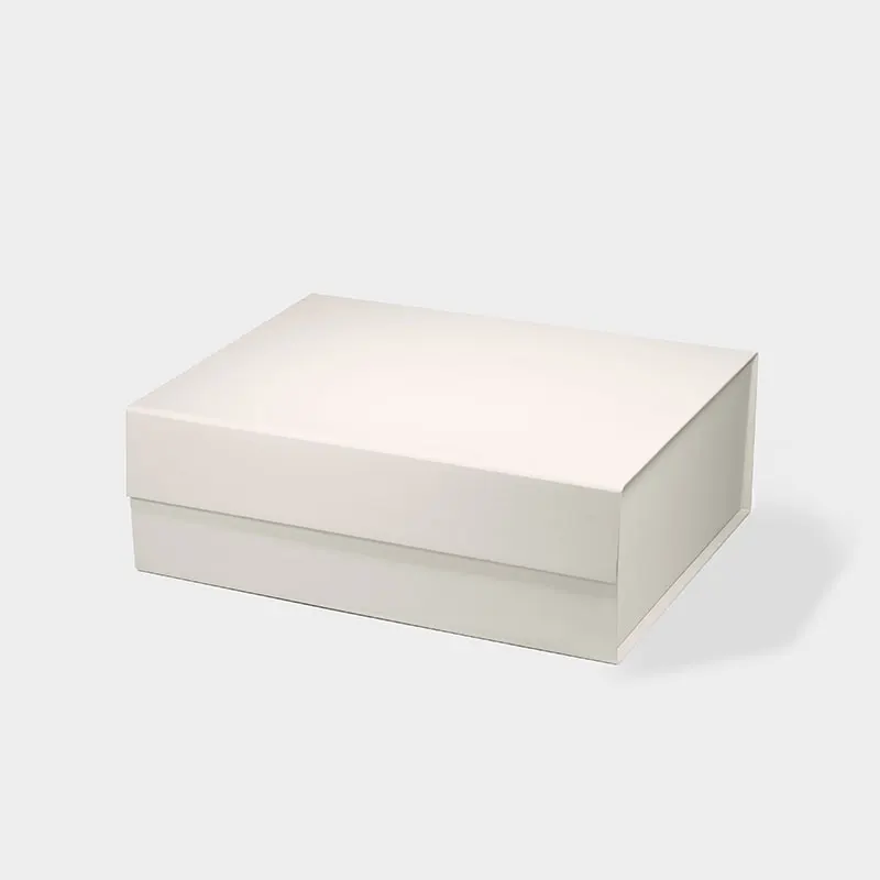 Custom logo printing luxury ivory magnetic closure clothing dresses retail gift box packaging
